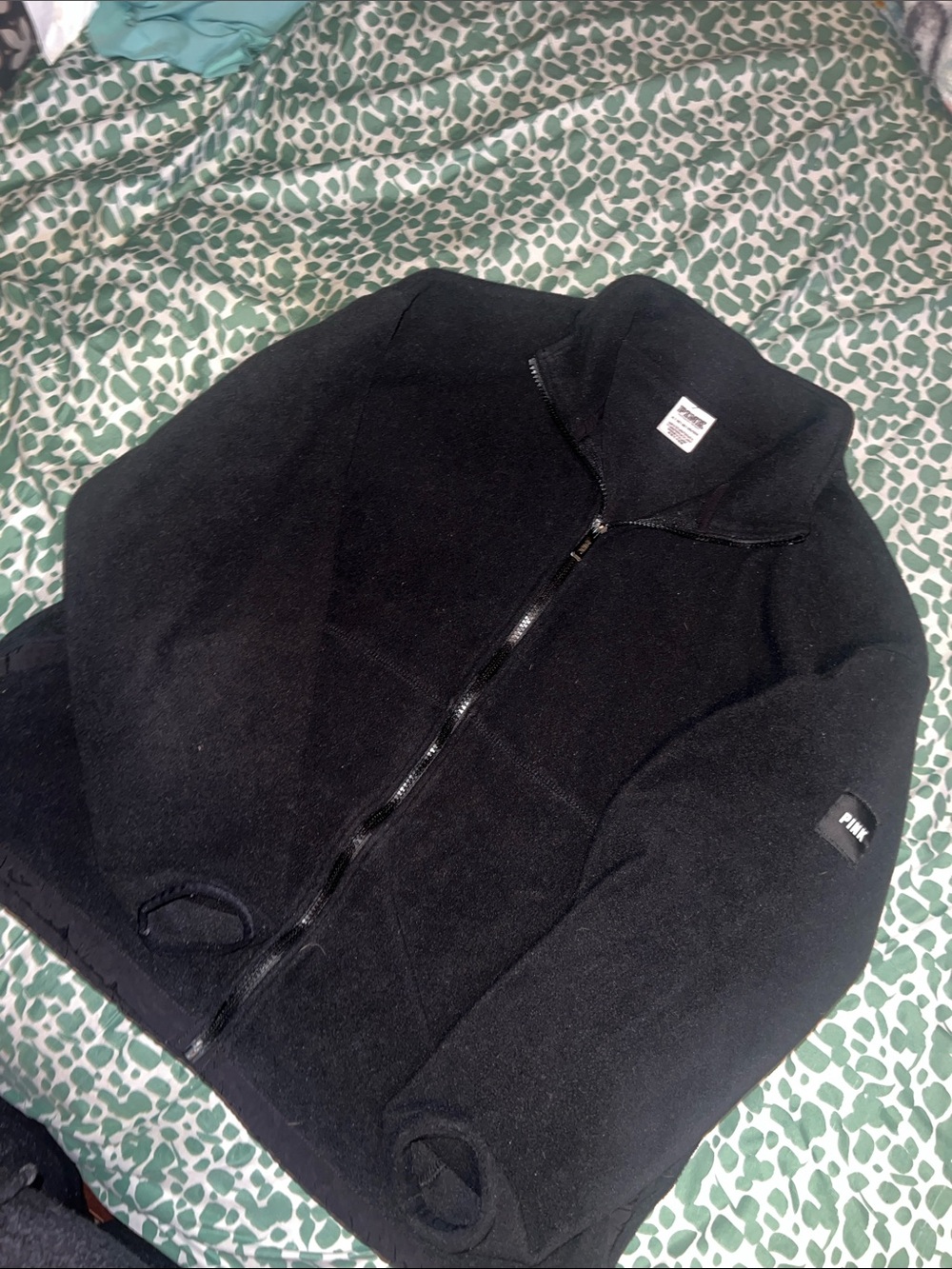 PINK Victoria's Secret Black Full-Zip Fleece Jacket